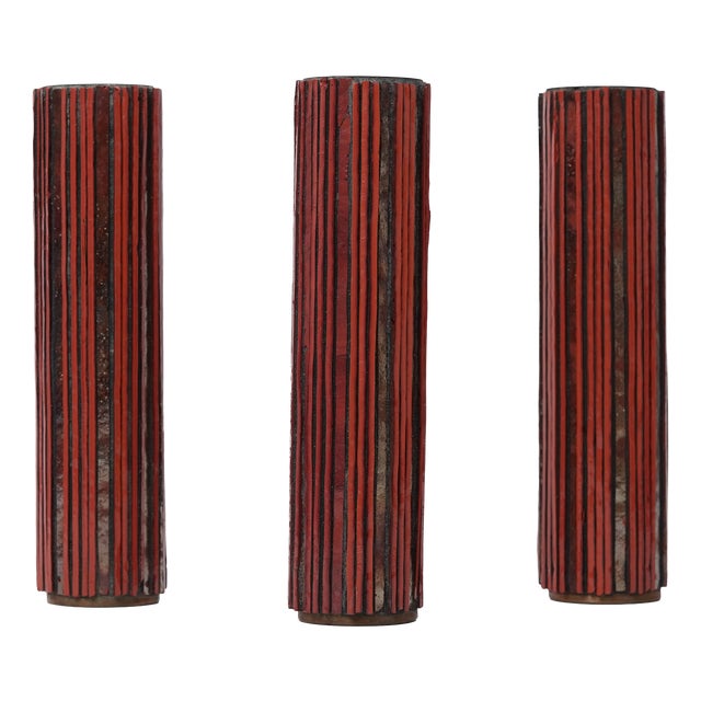 Mid-Century Modern Pottery Mosaik Red Vases from Ritter, 1960s, Set of 3 For Sale