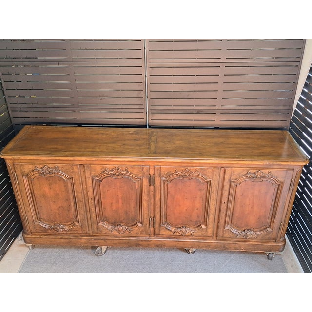 Chestnut 1960s Baker Furniture French Country or French Provincial Louis XV Style Carved Walnut Sideboard For Sale - Image 8 of 10