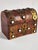 Antique 19th Georgian burr walnut veineer dome top casket box, mounted with Gothic style brass strapwork and white insert...
