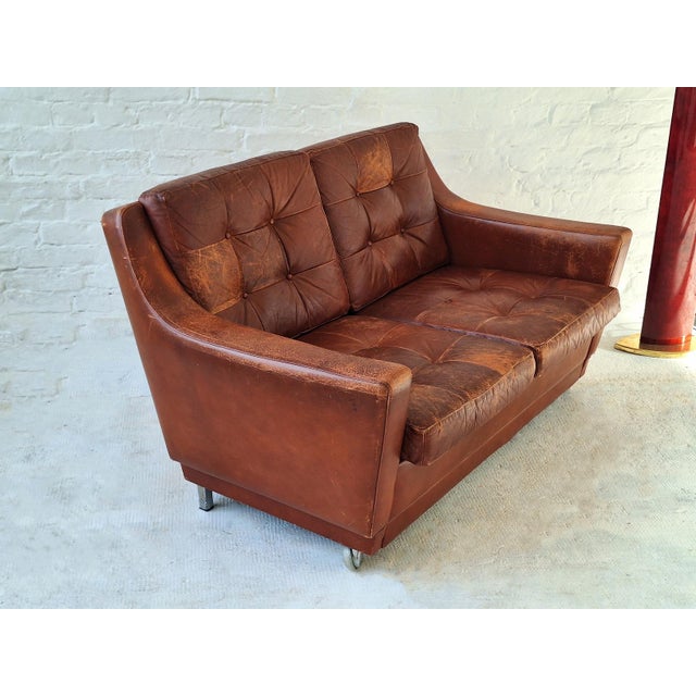 Mid-Century Patchwork Tufted Leather Sofa, 1960s For Sale - Image 6 of 7