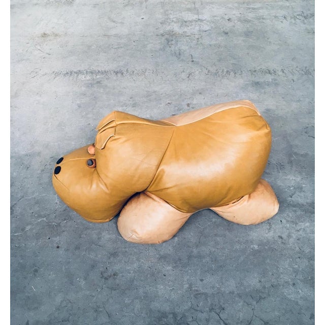 Leather Hippo Hippopotamus Footstool, 1970s For Sale - Image 10 of 16