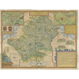 Antique Map of Hertfordshire in England from Speed, 1627 For Sale