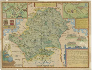 Antique Map of Hertfordshire in England from Speed, 1627