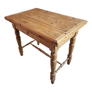 Antique French Pine Drop-Leaf Fold-Out Kitchen Table, 1930s For Sale
