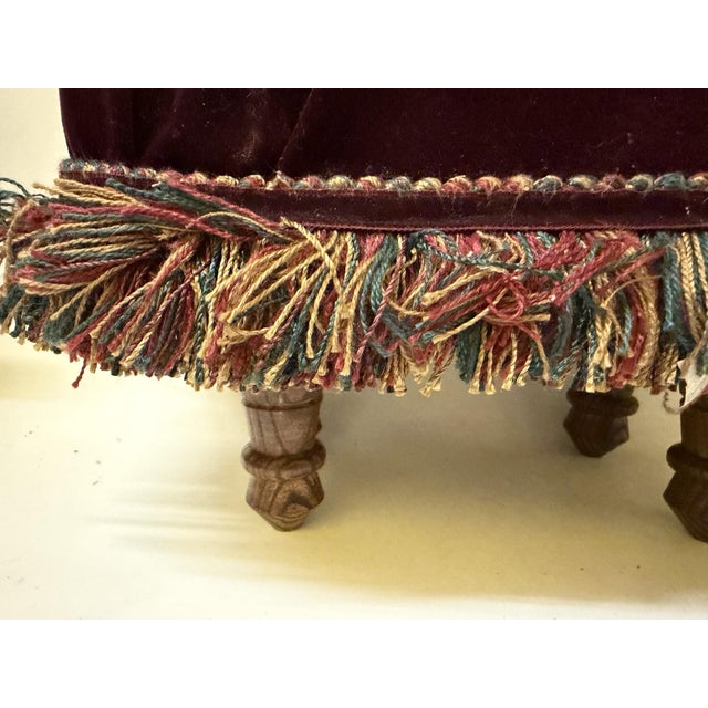 Mid 20th Century Artisan Handmade Velvet Footstool by Ingrid McKinley For Sale In Boston - Image 6 of 11