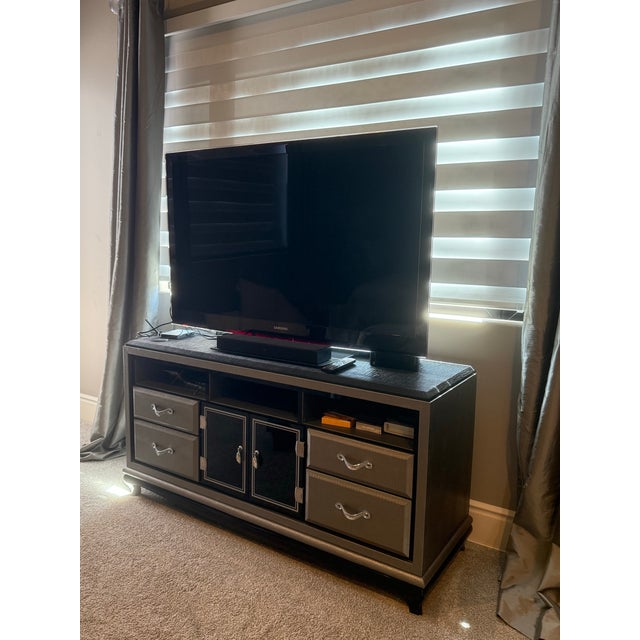 Michael Amini After Eight Bedroom Collection- 2 Nightstands, Dresser, Armoire, Mirror, Media Cabinet For Sale - Image 9 of 12