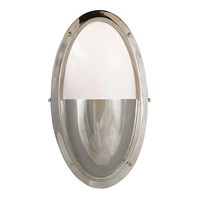 Thomas O'Brien for Visual Comfort Signature Pelham Oval Light in Polished Nickel with White Glass For Sale