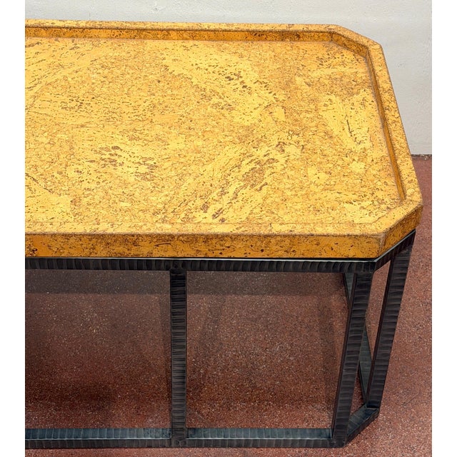 French Modern Style Cork-Top Cocktail Table with Wrought Iron Base, France For Sale - Image 9 of 15