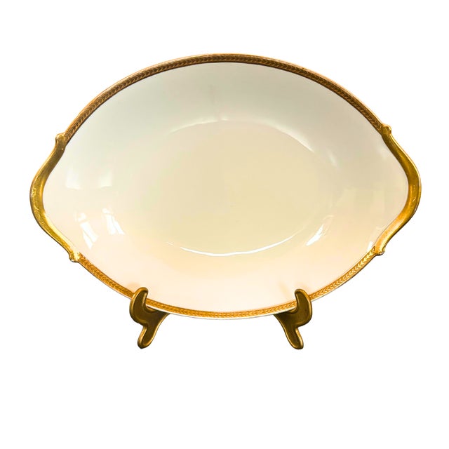 Gold French Arès Prestige Porcelain Dinnerware Set for 12 with Hand-Gilded Gold from Raynaud Limoges, 1980s, Set of 46 For Sale - Image 8 of 11