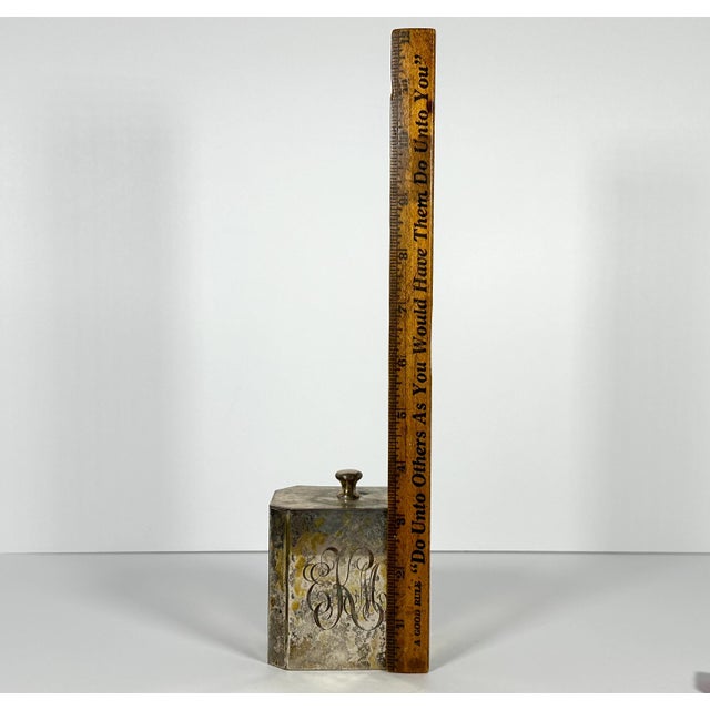 Mid 20th Century Silver Plated Tea Caddy: Georgian Style Monogrammed Box For Sale - Image 9 of 10