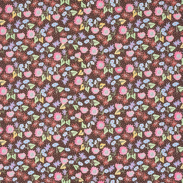 Sample - Schumacher x Happy Menocal Calico Wallpaper In Multi On Brown For Sale In Charlotte - Image 6 of 6