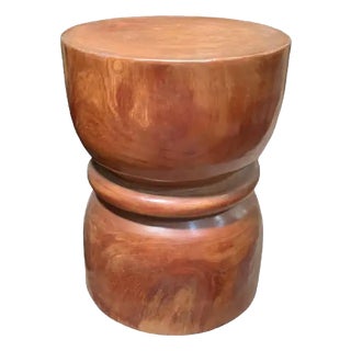 Sculptural Side Table Crafted From Solid Mango Wood For Sale