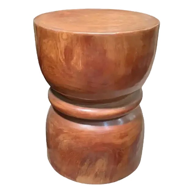 Sculptural Side Table Crafted From Solid Mango Wood For Sale