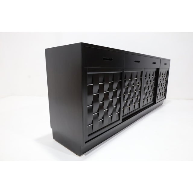 Wood Basket Weave Sideboard by Edward Wormley for Dunbar in Mahogany, C. 1960s For Sale - Image 7 of 14