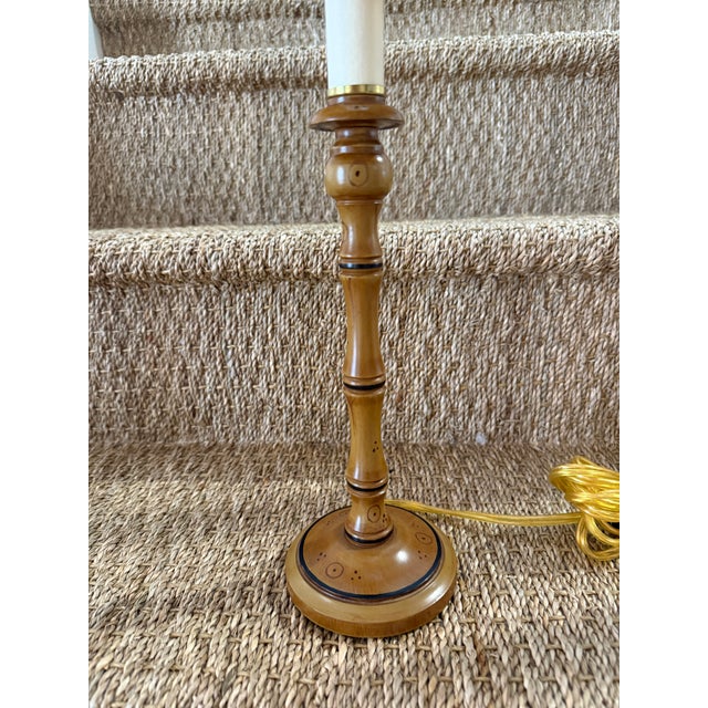 Late 20th Century Late 20th Century English Colefax and Fowler Style Faux Bamboo Painted Table Lamp With Custom Shade For Sale - Image 5 of 12