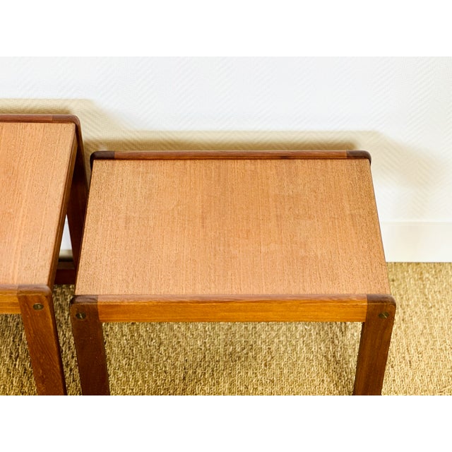 Vintage Teak and Ceramic Nesting Tables, 1960s, Set of 3 For Sale - Image 12 of 15