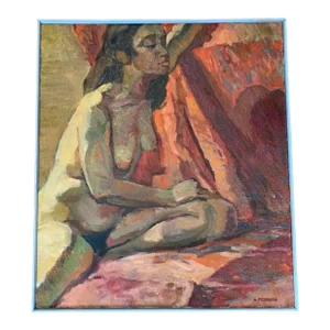 Vintage Expressionist Figural Nude Painting, Anthony Ferrara, Circa 1989