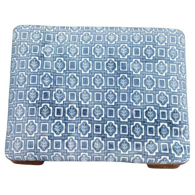 Mid-Century Modern Statton Furniture Oxford Cherry Upholstered Stool, C 1970s For Sale - Image 3 of 7