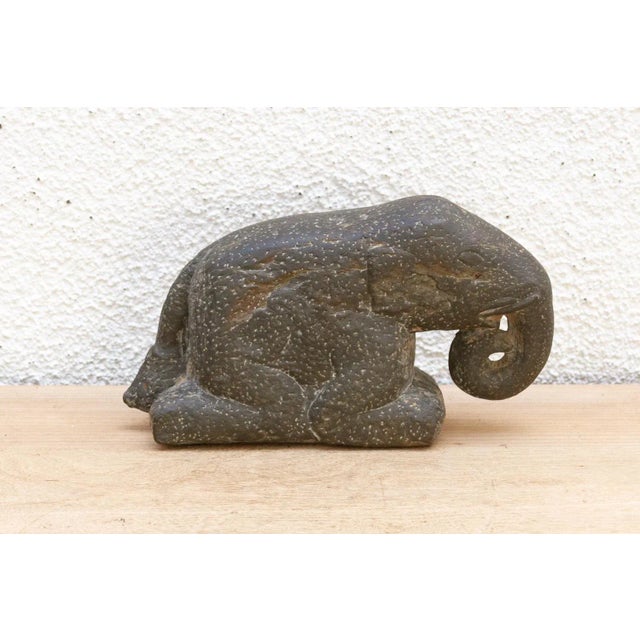 Antique Handcarved Stone Elephant Sculpture For Sale - Image 4 of 7