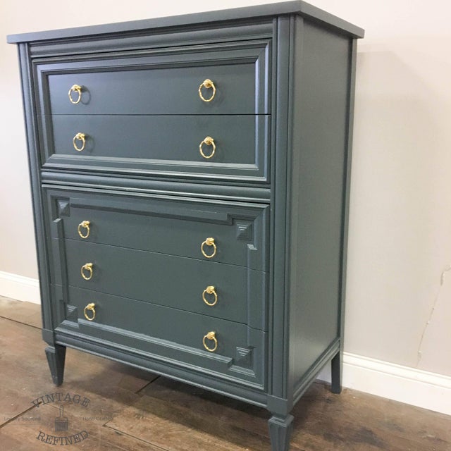 1960s Mid Century Modern Thomasville Dark Gray Wood Chest Of