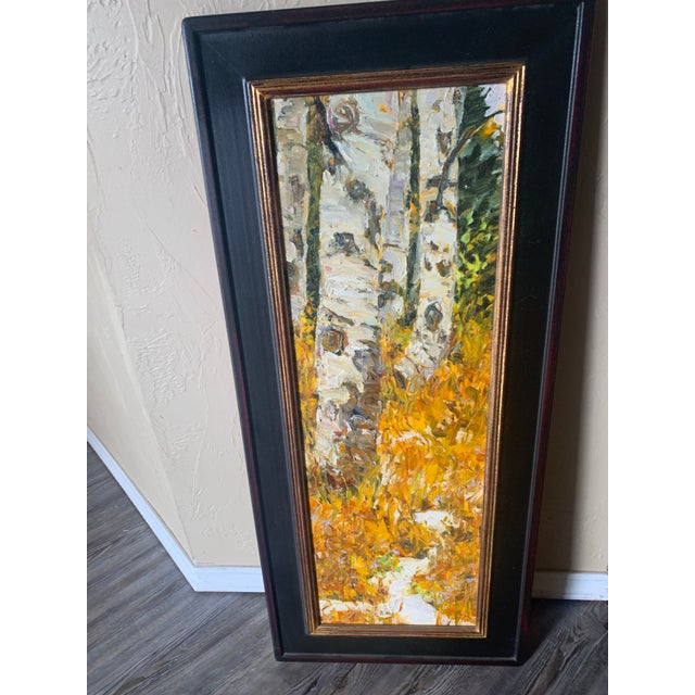 2000 - 2009 Ann Dettmer 'September Snow' Painting 2006 Colorado Aspens Signed Oil Painting Landscape Impressionist, Framed For Sale - Image 5 of 14