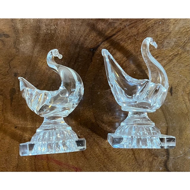 Antique 19th Century American Flint Glass Swan Form Open Salt Cellars With Lemon Squeeze Bases - A Pair For Sale In New York - Image 6 of 14