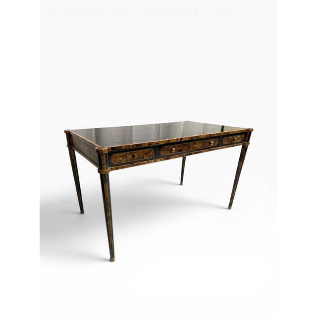1980s Maitland-Smith Faux Tortoiseshell Writing Desk For Sale In Boston - Image 6 of 12
