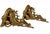 Pair of Italian Baroque-style carved gilt wood wall shelves with scrolling foliate and shell motifs, decorated in a gold...