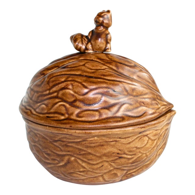 Cabin Rustic Boho Ceramic Squirrel Covered Dish Studio Pottery American Cabin For Sale