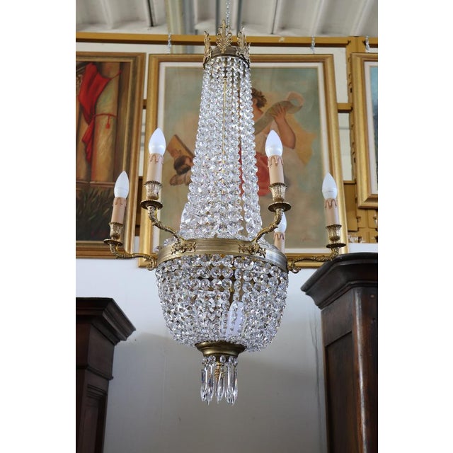Gilded Bronze and Crystal Chandelier with 10 Bulbs, Late 19th Century For Sale - Image 11 of 16