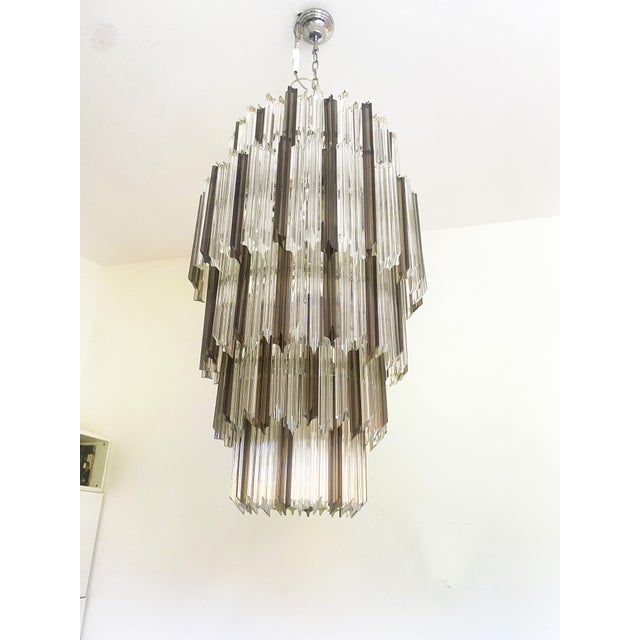 Contemporary Quadriedro Fumè and Clear Murano Glass Chandelier For Sale - Image 9 of 9