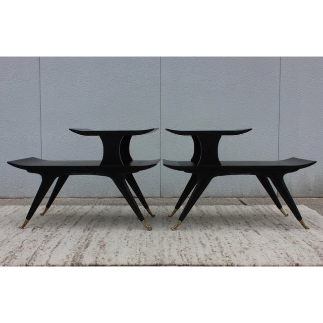 Black Ico & Luisa Parisi Style Sculptural Italian End Tables For Sale - Image 8 of 13