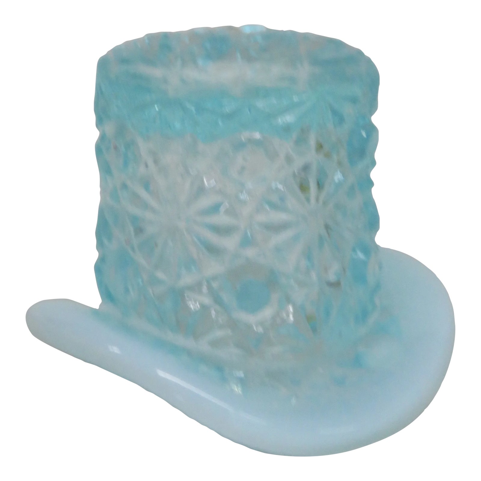 Fenton Daisy and Button Blue Glass Top Hat Toothpick Holder Chairish