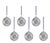 Gleaming Serenity Silver Glass Ball Ornaments with Silver Flocking- Set of 6, 3.25" For Sale