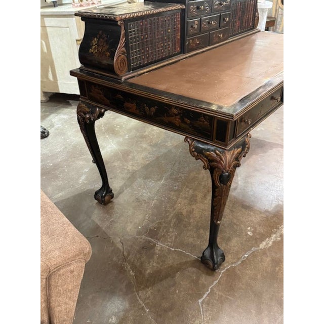 19th Century English Queen Anne Chinoiserie Bureau Flat For Sale - Image 9 of 12