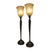 Spiral Cut Bronze Toned Torchiere Buffet Lamps With Tiger Striped Amber Glass Shades - A Pair For Sale - Image 14 of 14