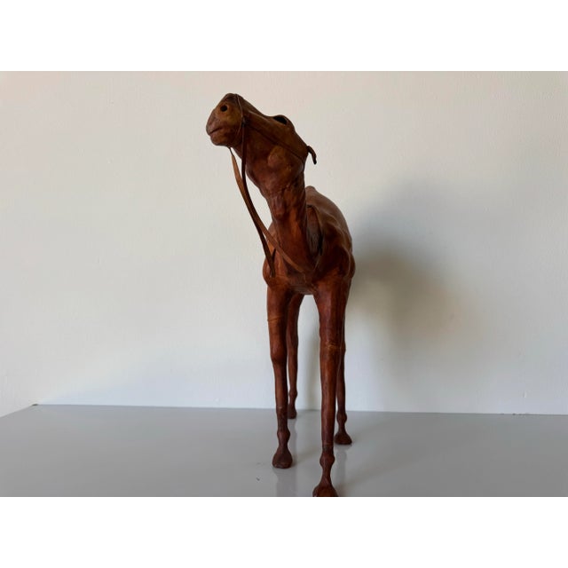 Vintage Leather Camel Sculptures – A Pair/ Sold For Sale - Image 4 of 11