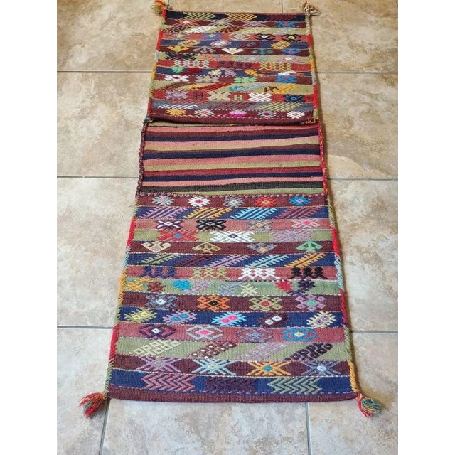 Vintage Turkish Hand Woven Kilim Donkey Saddle Bag For Sale - Image 10 of 11