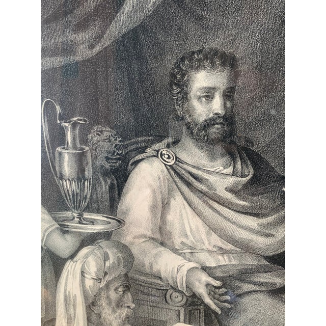 Monumental Antique Early 19th Century "Pilate Hands Jesus Over to Be Crucified" European Religious Lithograph by F. Courtin, Framed For Sale - Image 4 of 13