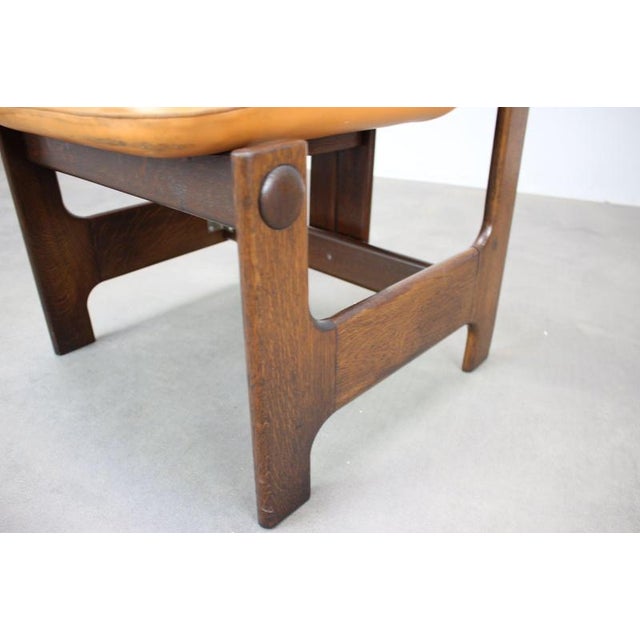 Mid-Century Modern German Sculptural Wooden Chair with Orange Faux Leather, 1970s For Sale - Image 10 of 17