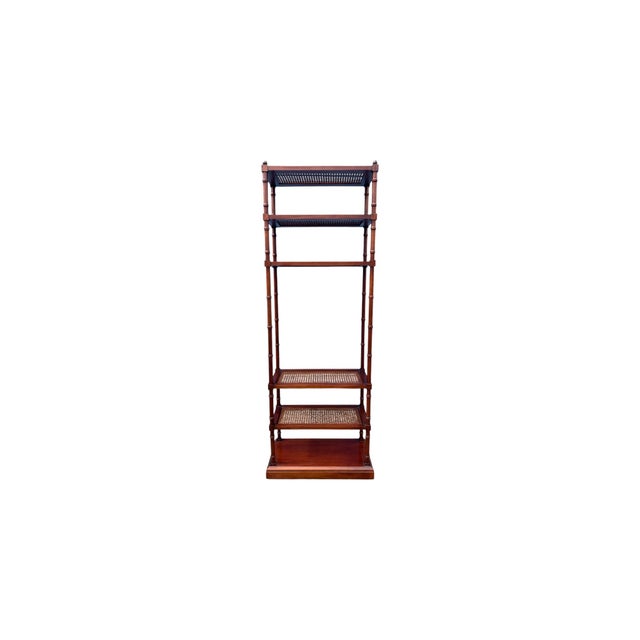 Late 20th Century Hickory Chair Co Cane/Glass Faux Bamboo Etagere For Sale - Image 5 of 8