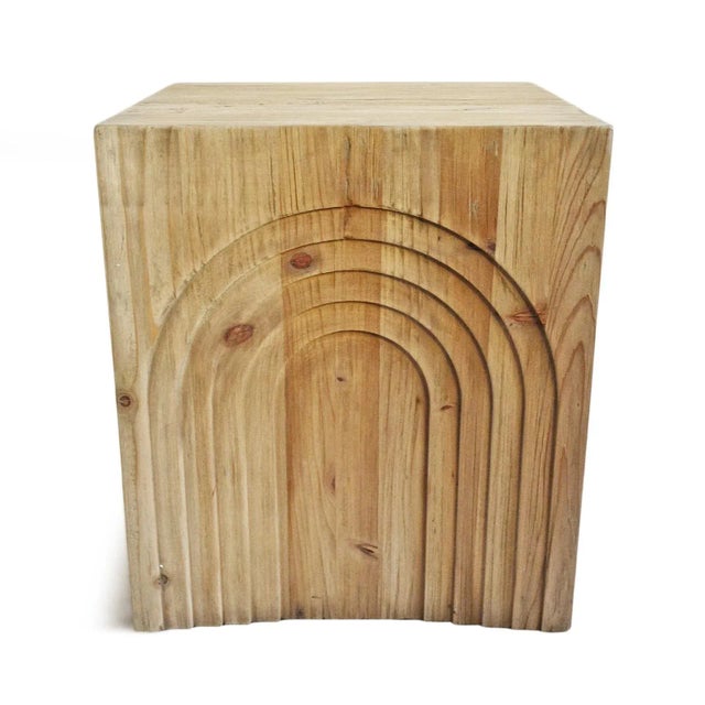 Contemporary Mod Rainbow Wood Block Side Table For Sale - Image 3 of 8
