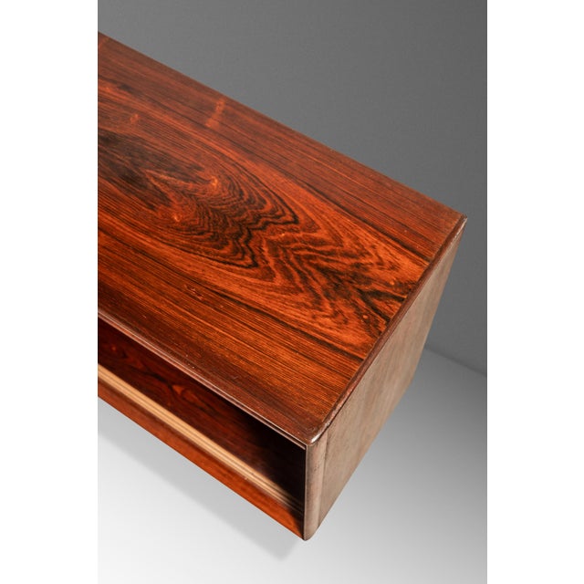 Bespoke 6ft Danish Mid-Century Modern Sofa Table / Display / Bookcase in Rosewood W/ Glass Sliding Doors, Denmark, C. 1960s For Sale - Image 15 of 18
