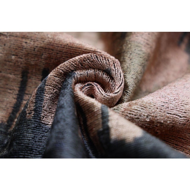 Textile The Abstract Landscape Painterly Silk Velvet Pillow - Dusty Rose & Charcoal 20x20 For Sale - Image 7 of 8