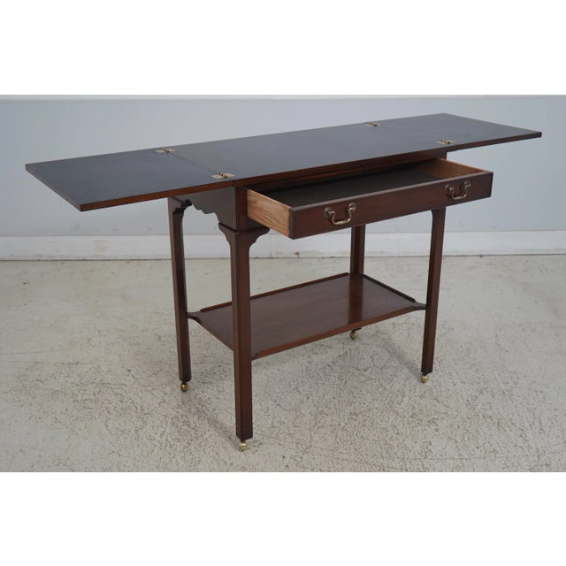 Chippendale Smith & Watson Flip Top Mahogany Server Cart For Sale - Image 3 of 12