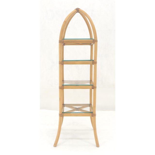 Wood Bamboo & Leather Figural 13" Square Profile Dome Shape Etagere MINT For Sale - Image 7 of 13