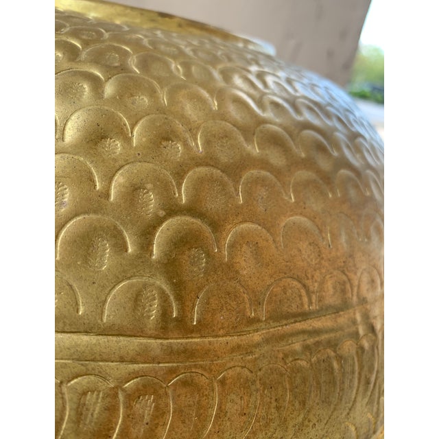 Large Hammered Brass Planter or Vase, Mid 20th Century, Indian For Sale - Image 4 of 10