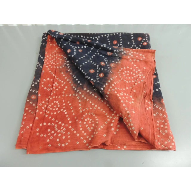 Asian Orange & Black Tie-Dye Asian Fabric Panel or Cloth For Sale - Image 3 of 7