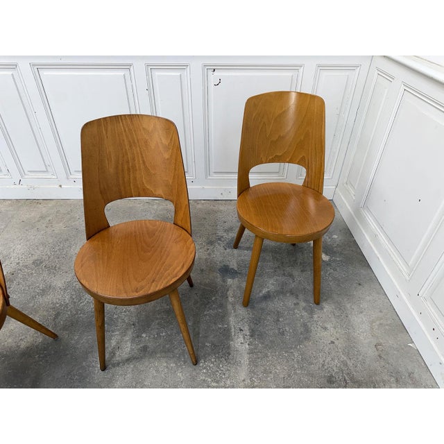Beechwood Bistro Chairs from Baumann, 1950s, Set of 6 For Sale - Image 6 of 8