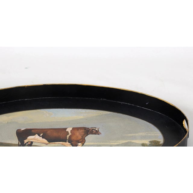 1980s Vintage English Style Rural Landscape Oval Decorative Plate/Tray For Sale - Image 5 of 7